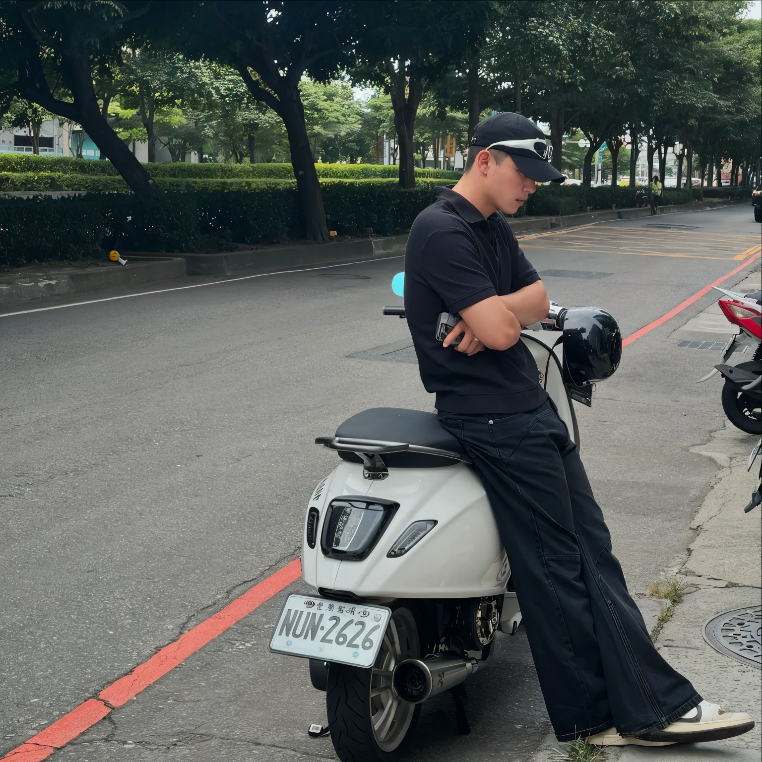 On the street there was a man on a motorcycle carrying a bag。, riding a motorbike down a street, Moped, riding motorcycles, YouTube video screenshots, No helmet, speeding on motorcycle, without helmet, riding a motorcycle, riding on the moped scooter, riding a futuristic motorcycle, No helmet!!!!, motorcycle, this kind of smart, Shocking