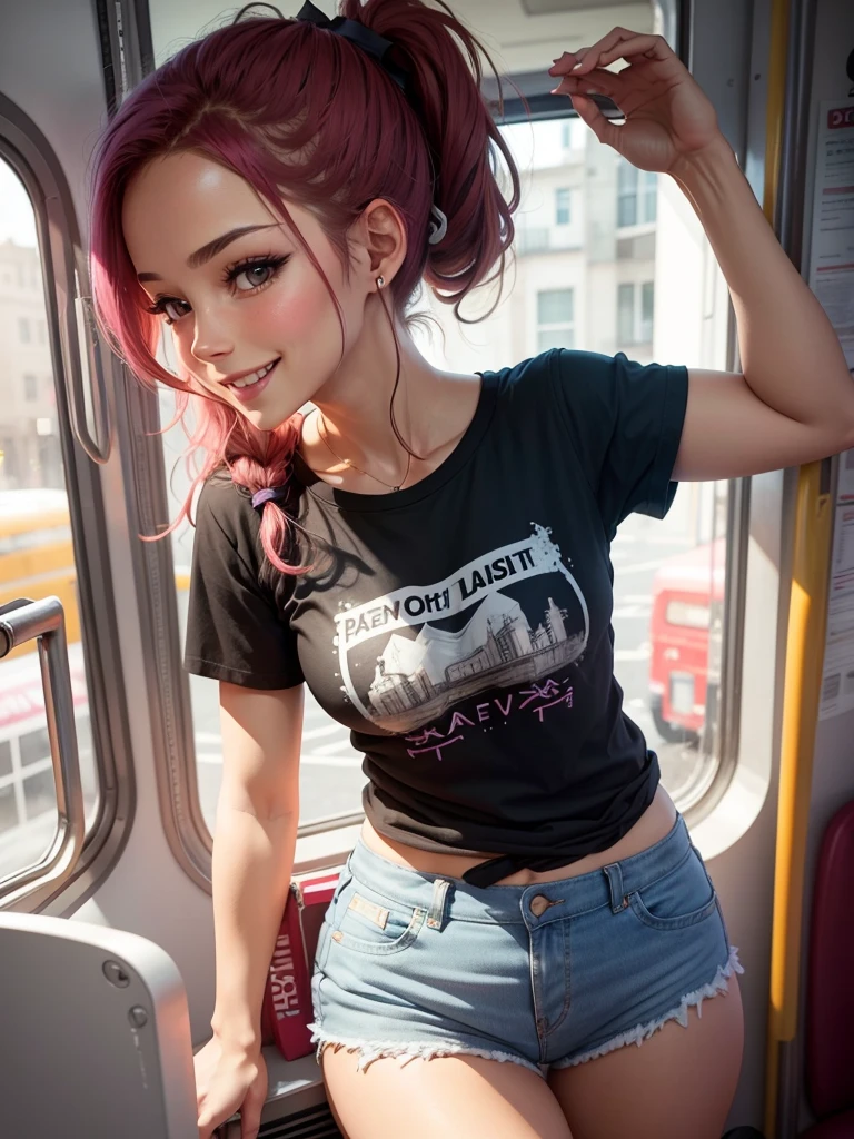 ponytail Panties T-shirt I'm on the bus smile