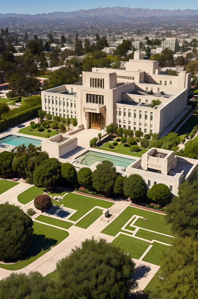 classic 1950's art deco estate, in Los Angeles, scenic view, ornate, resplendent, 