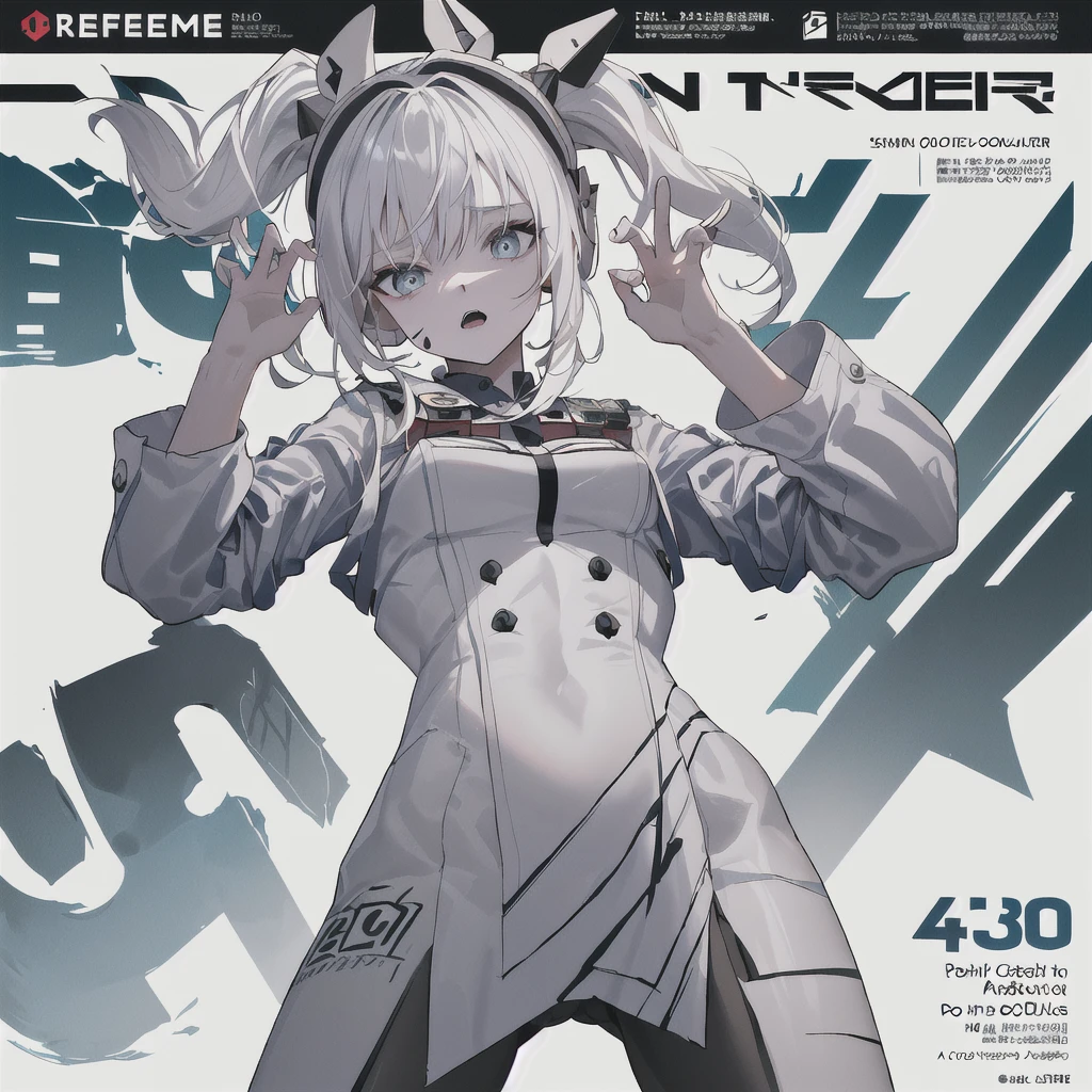 ((((dramatic))), (((Grainy))), (((intense))) film poster featuring a young platinum white hair woman as the central character. She stands have confidencely in the center of the poster, wearing a stylish and edgy Harajuku-inspired hip hop Costume, with a determined Performance on her face. The background is aesthetic atmospheric dark and Grainy, With danger and tension. The article is bold and to attract attention, with a Catchy tagline that adds to the overall feeling of drama and excitement. The color palette is mainly dark with splashes of Vibrant neon colors, giving the poster a dynamic and visually impressive appearance,tachi-e (magazine:1.3), (cover-style:1.3), fashionable, woman, Vibrant, Costume, Sexy seductive poses, front, colorful, dynamic, background, element, have confidence, Performance, Holding, statement, accessories, Majestic, Coiled, The surrounding area, touch, scene, article, cover, bold, to attract attention, title, stylish, font, Catchy, Heading, big, impressive, Modern, trend, concentrated, fashion,