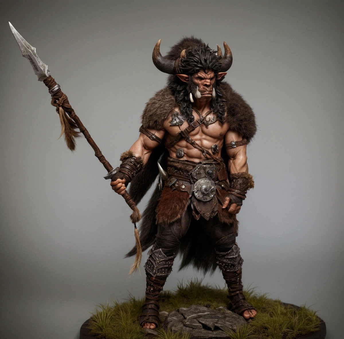 Berserker barbarian wearing boar skin: ultra realistic and detailed