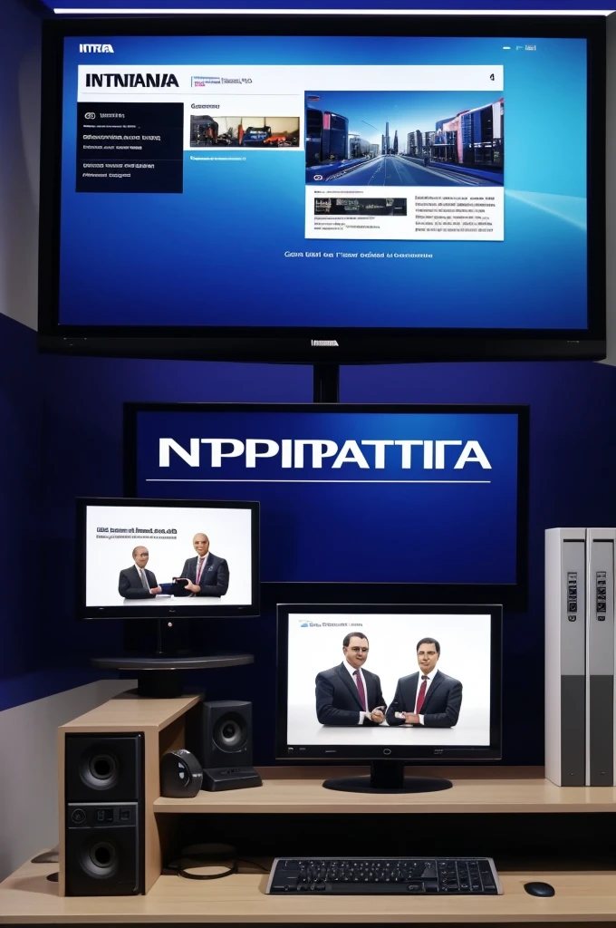 You can create a studio background with news desktop with the name "Informa TV"