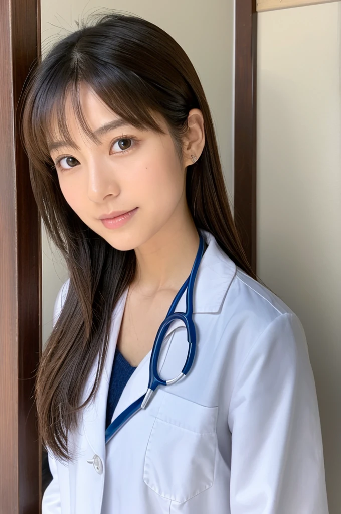 ((Highest quality)), ((masterpiece)), (detailed),Perfect Face,Japanese,Female doctor,White