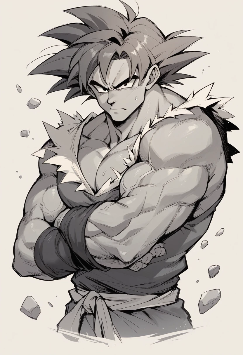 (anime) . Male (man ((Vegeta))), (black eyes + black hair + dark blue t-shirt + dark blue pant + in the space)  . (Masterpiece: 1.8), (64k quality), (final fantasy artwork concept), detailed (manga eyes + hair + clothes + body + face + colors + shoulders + eyes (globular + transparent + liquid) + (sharper drawings) + (shiny jewelry) + (clothes folds) + (rounded eyes) + (consistent clothes) + (clothing features) + (eyes line), better (colorful + (coarser line) + (black line) + finishing . [Drawing] (Anime (Manga (Comics))) + (Coarse Line: 1.8) + (Black Line: 1.8) + (Color: 1.8) + (Clean: 1.8) + (Contrast: 1.8) + (Black Outline: 1.8) + (adjusted colors: 1.8) + (shadow set: 1.8) + (manga eyes: 1.8) + ((muscle: 1.8)) + ((bodybuilder: 1.8)), ((made homogeneous: 1.3))