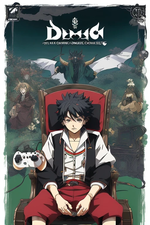 ((Kimetsu no yaiba style quality)) (( Play as a gamer sitting in your chair with a controller in your hand)) (( player distracting his surroundings with several demons guided by his control))