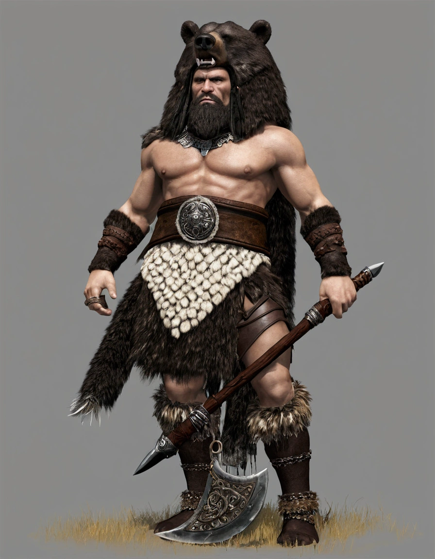 conan the barbarian holding sword behind his left arm: image ultra realistic, colorful and detailed