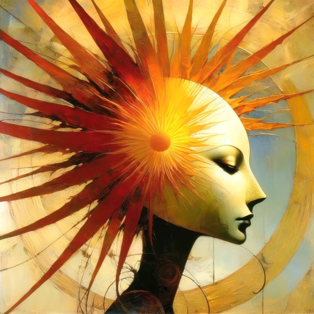 the sun, (art inspired by dave mcKean). oil painting)