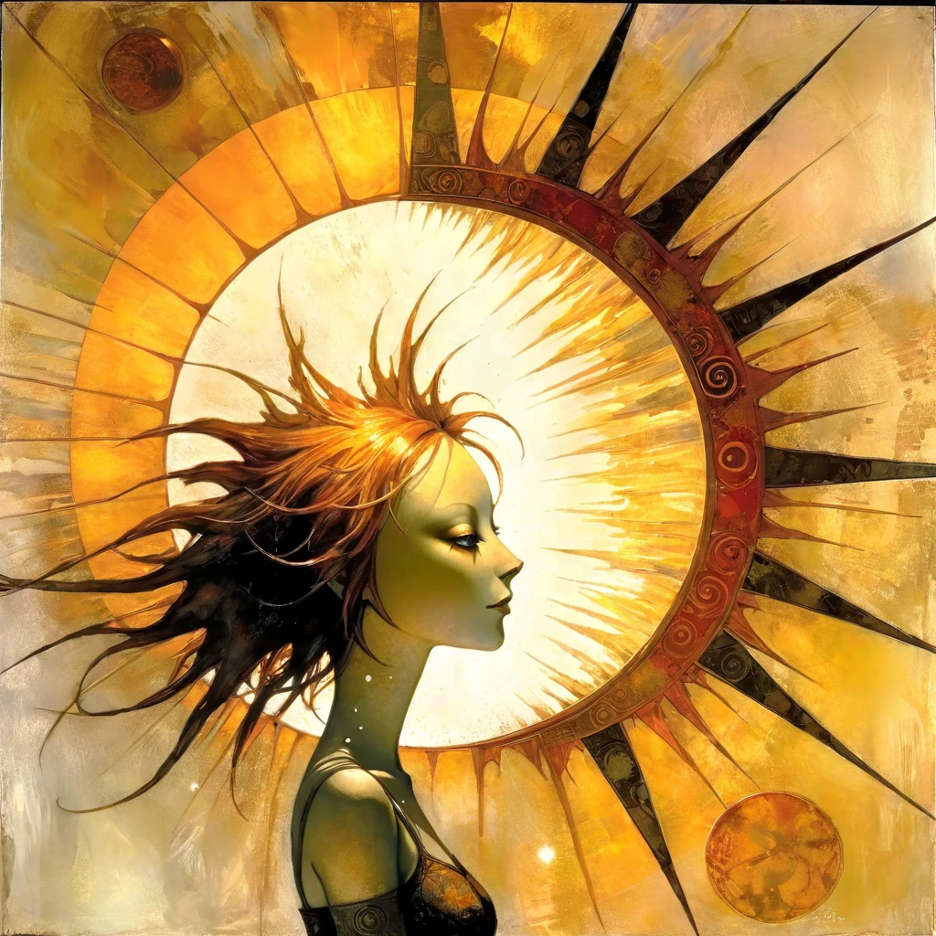 the sun, (art inspired by dave mcKean). oil painting)