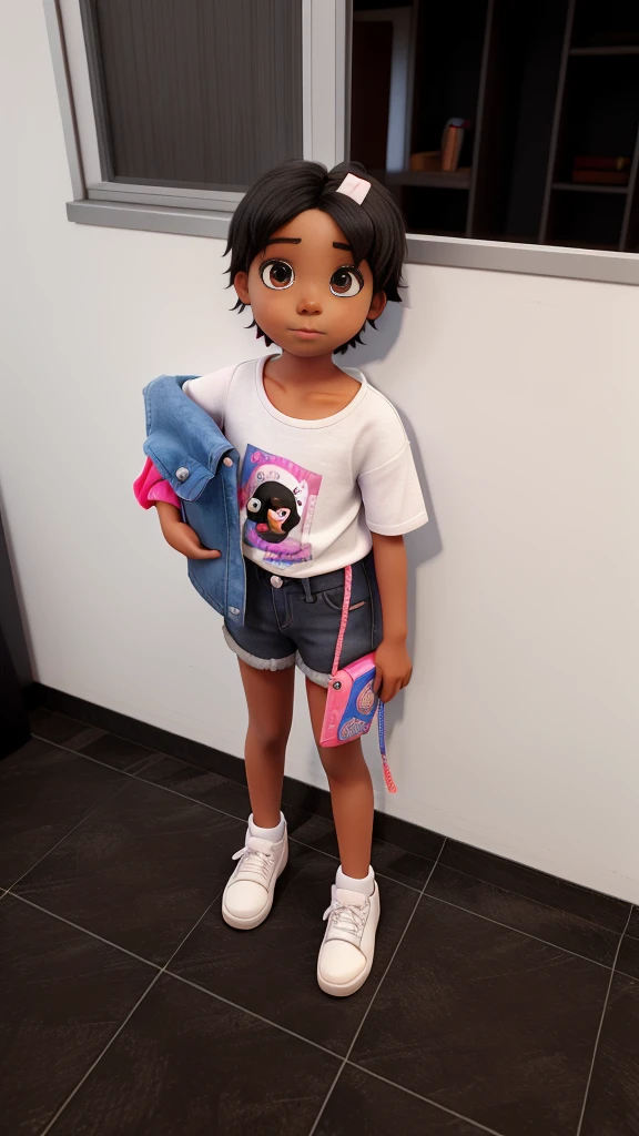 4 , short black hair, eyes browns.