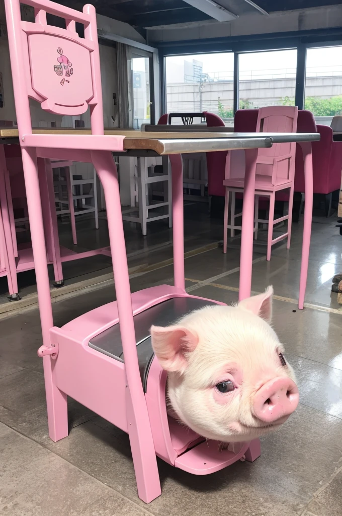 Cute pink pig　Anime Style　One animal　machine　Chair