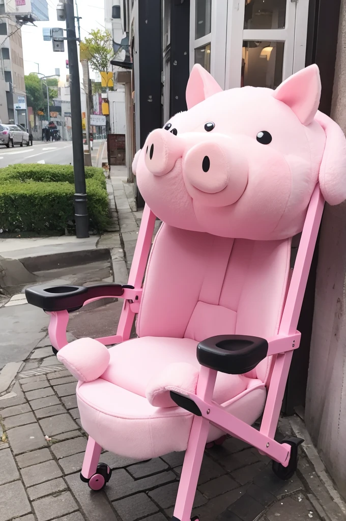 Cute pink pig　Anime Style　One animal　machine　Chair