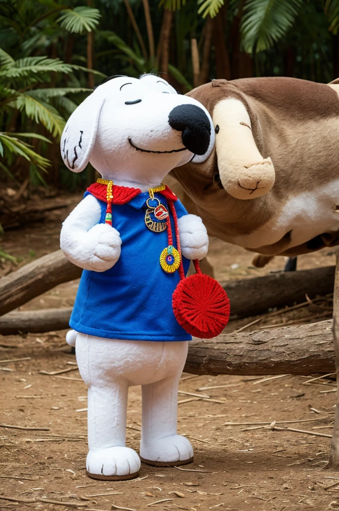 Snoopy with a lempira in his hand