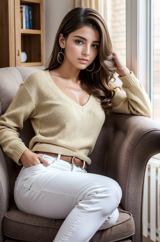 1 fille dans, 19 ans, qui mange une glace , seulement, photo réaliste , une belle fille kabyle algérienne, cheveux brun clair ondulés, Bijoux kabyles, Kabylian hair style, cheveux mi-longs, beau visage berbère kabyle, yeux marron clair-vert, peau claire, visage mince, corps des coureurs, portant un chemisier blanc sexy et une jupe en jeans , (peau texturée, pores de la peau:1.1), chair de poule, Pose séduisante, (Extérieur:1.1), ensoleillé, Lumière naturelle, Nikon Z8 + NIKKOR Z 24-120 mm f./4S