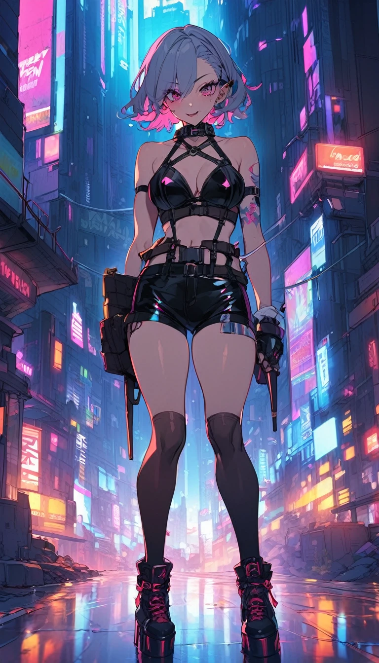 asuka from gospel scantily clad sexy vampire in a cyberpunk setting