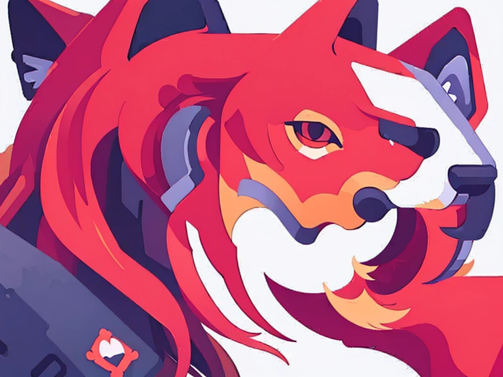 (((Red wolf))), (side profile view), stylized, anime, simple design, gaps between details, ((huge geometric shapes)), no intricate animalistic features, ((((clip art)))), roaring wolf, (fenrir), (((NERV Logo))), tattoo tribal design