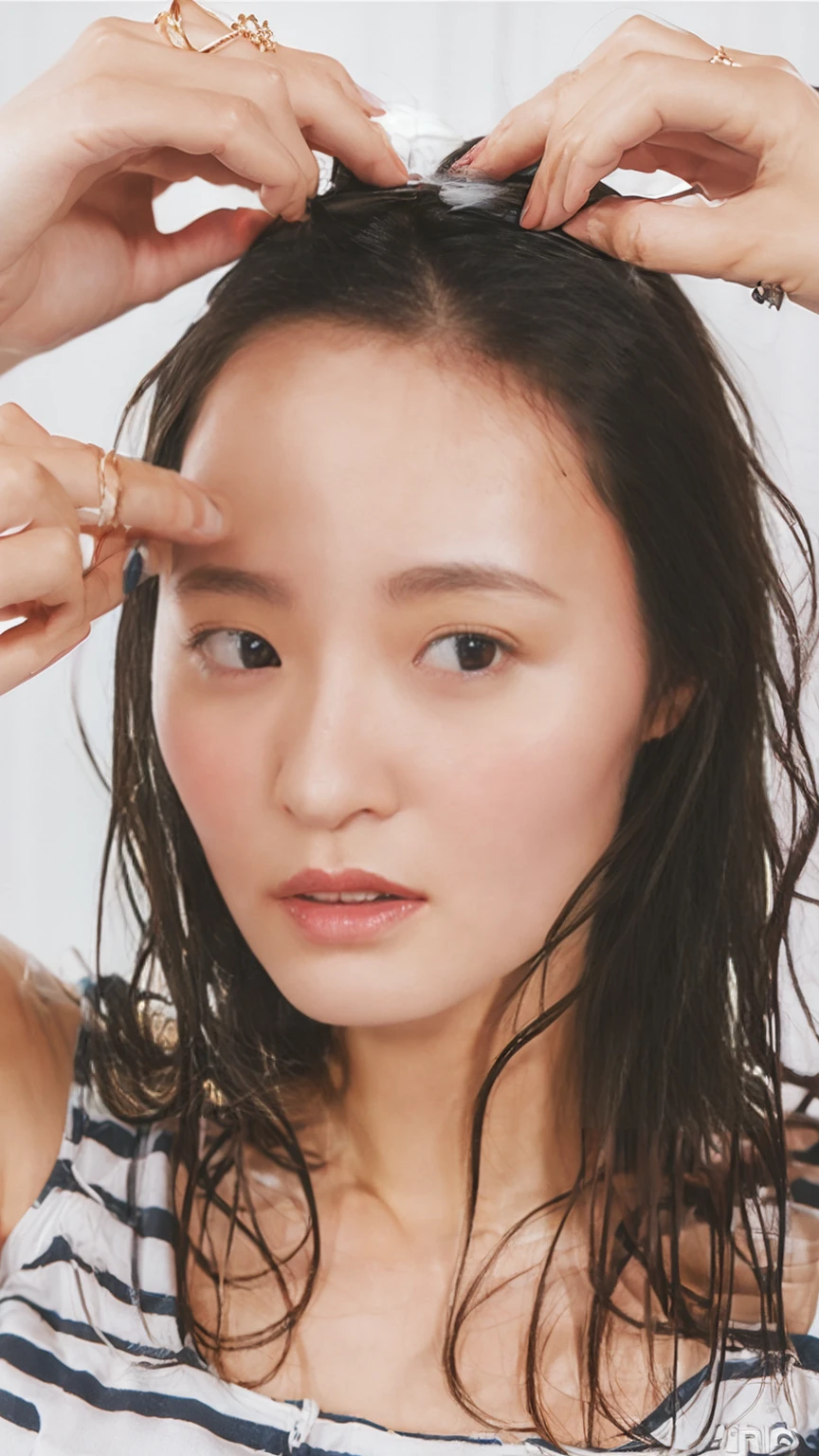 (8k、 RAW Photos、Highest quality、 High resolution:1.1)、 (超Realisticな:1.4)、(Realistic、 Realistic:1.3)、The Beauty of Japan、((Upper Body:1.3))、Grabbing baby dolls and bare skin、holding panties 、  (プレゼントとしてのDirty pantiesー)、(Detailed silk panties:1.1)、Focus Panties、(blush:1.3)、(Dirty panties:1.3)、With an embarrassed face、Bobcut、Cleavage、Covered nipples