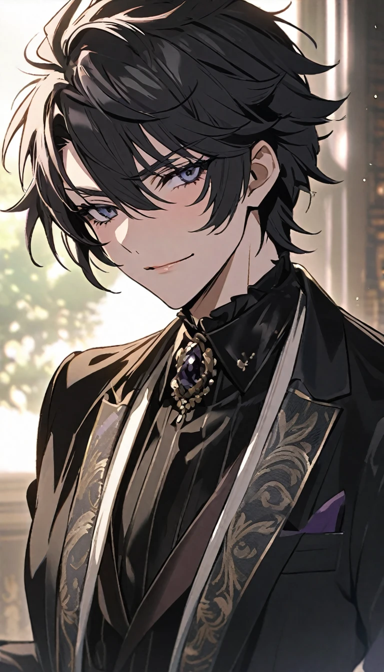 <lora: Satoru gojo. <lora: Geto in black suit elegant appearance 