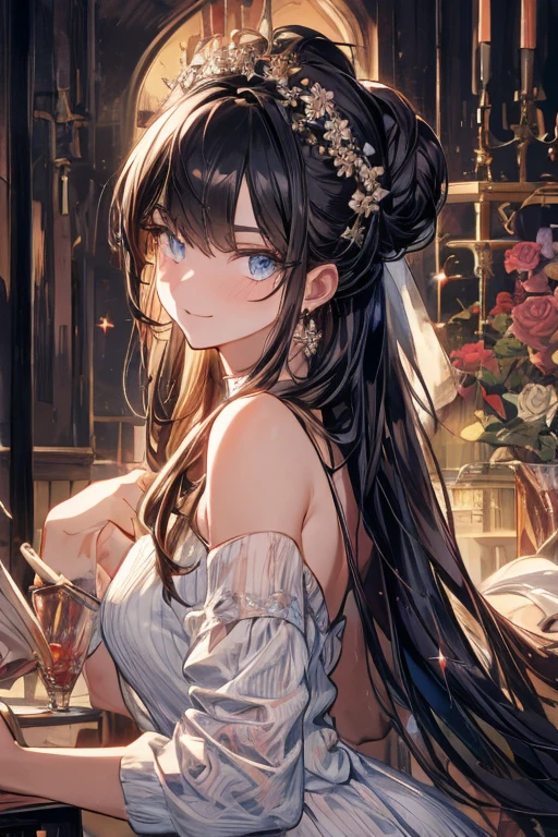 (Masterpiece)、(Top image quality)、(Super delicate)、Portraits of the most beautiful women、Hollywood actress、modeled、celebrities、耳Nipple Ring、a necklace、Messy light、spot light、Condescending、disheveled brown long hair、Glitter、The best shadows