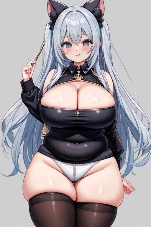 Gray hair, long hair, red eyes, pregnant women, super large belly, oversized breasts, senior sister, dragon tail,