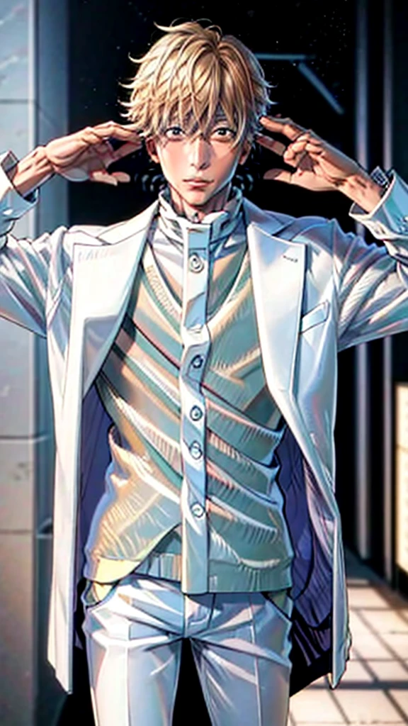 (Masterpiece), (Best Quality), (ultra detailed),Satoru Gojo at an event in an elegant white suit