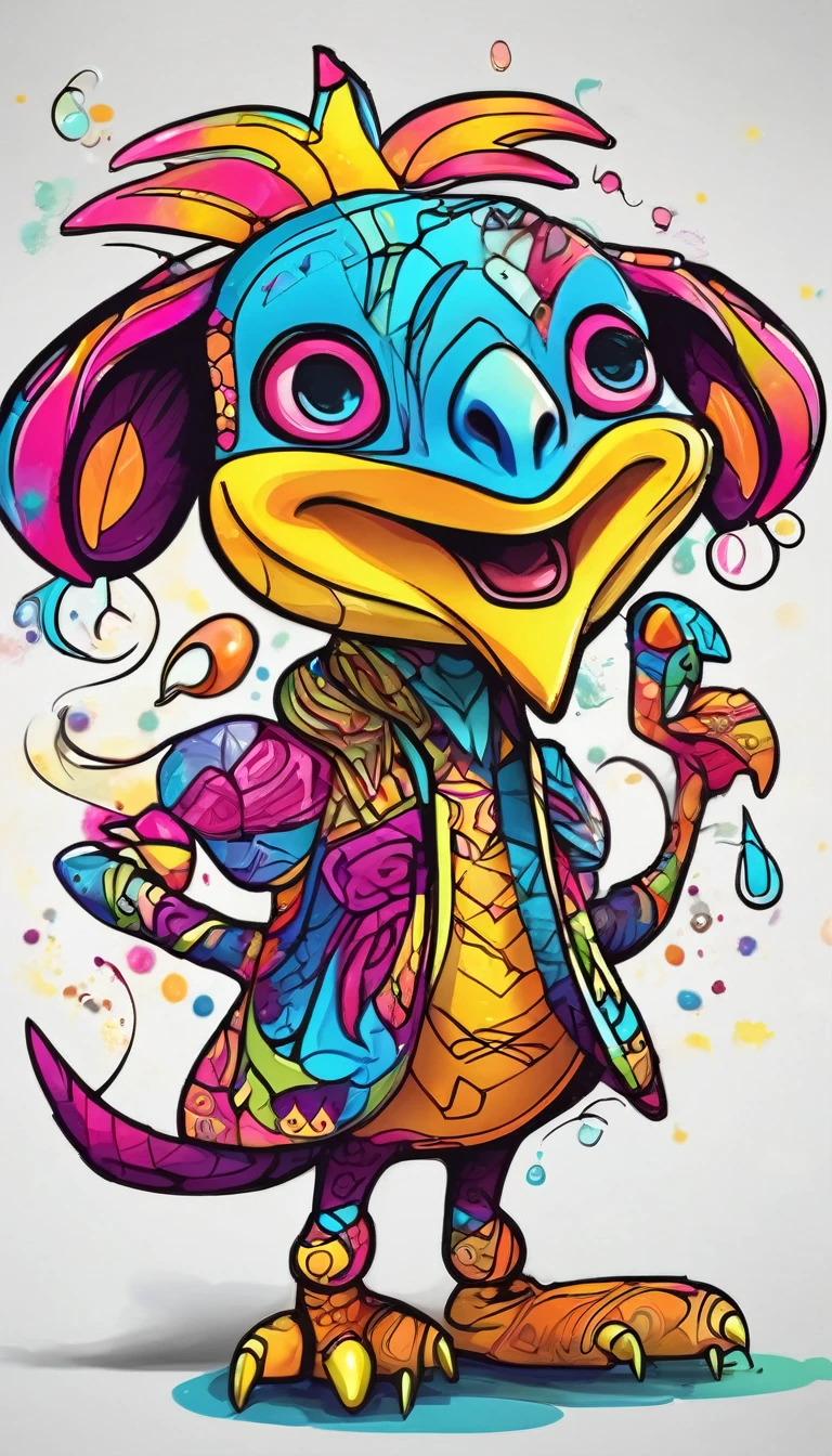 Anthropomorphic animal characters, Detailed marker outline, cute, Art Brut Style, Dynamic pose, whimsical expression, Bright and vibrant colors, Dynamic Lighting, Digital Painting, masterpiece, (Highest quality,4K,8k,High resolution,masterpiece:1.2),Very detailed,(Realistic,photoRealistic,photo-Realistic:1.37)