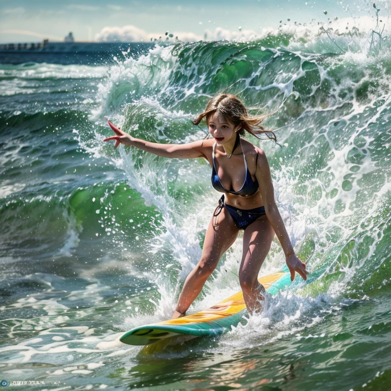 (ZoomedOut:1.28, Wide-shot) ZoomLayer (Epic photo of surfer magazine:1.37). (Full of Water, Everything Wetted:1.4) WetHair (extremely detailed Cute Girl)(SparklingHighlights:1.28), Dynamic Joyful Expressions LifeLike Rendering (ManoErina:1.0) . Overflowing Gigantic Sideboob (Clearly Visible Beautiful Breast to Buttocks Line) Tiny and Roundly Butt, Detailed wet clothing texture, (Sloppy Surfboard:-1.2) Riding on waves, Sparkling water, TyndallEffect(Starry Water Particles:1.32), Whole Body proportions and all limbs are anatomically accurate