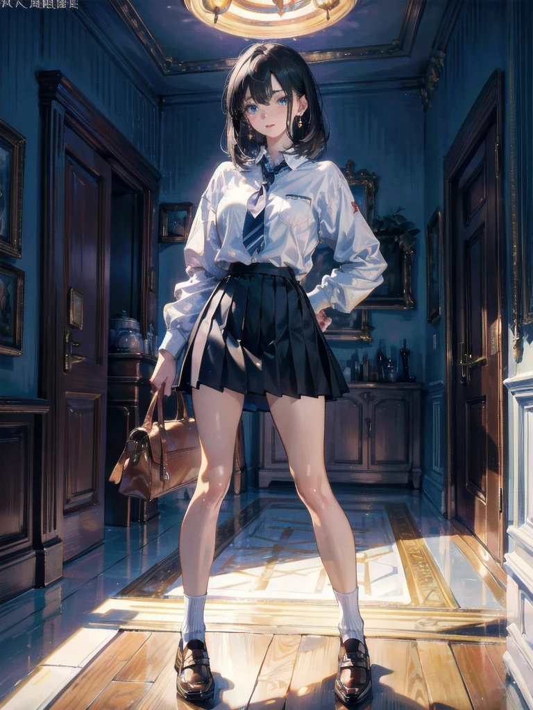 (Best Quality, ultra detaild, Illustration, Masterpiece),
drapes, stockings, 1girls,School Uniform, school skirt,Open legs,show pantie