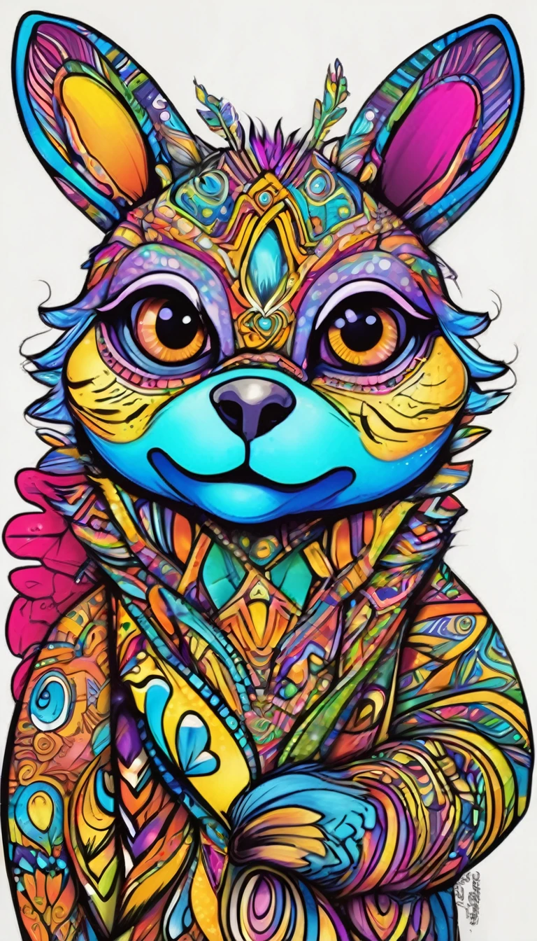 Anthropomorphic animal characters, Detailed marker outline, cute, Art Brut Style, Dynamic pose, whimsical expression, Bright and vibrant colors, Dynamic Lighting, Digital Painting, masterpiece, (Highest quality,4K,8k,High resolution,masterpiece:1.2),Very detailed,(Realistic,photoRealistic,photo-Realistic:1.37)