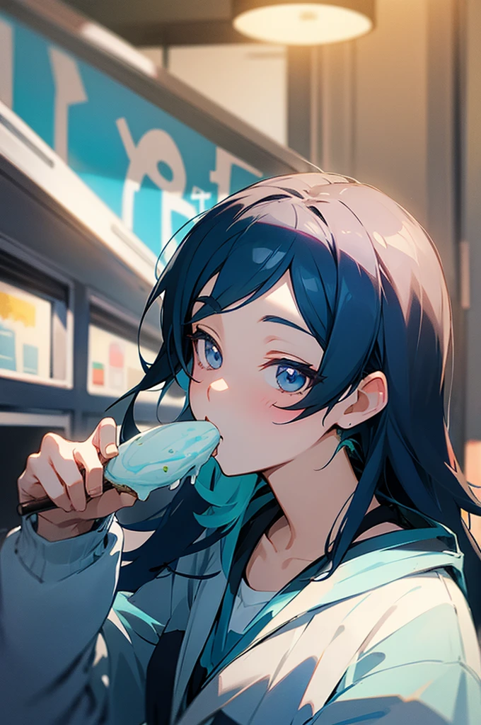 Mayoi Ayase from ensemble stars eating ice cream