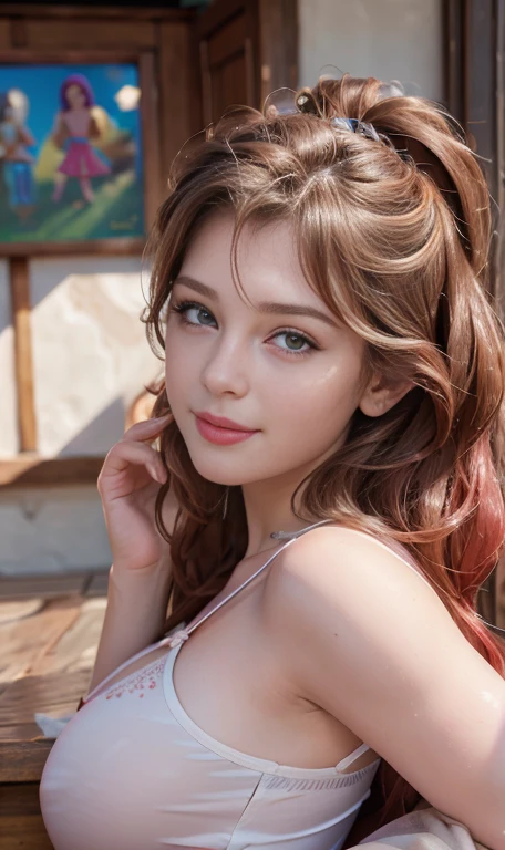 Photo oF a 18 year-oLd American girL, .RAW, beautiFuL woman,  ((Cara detaLLada:1.2)), ((DetaiLed FaciaL Features)), (PieL Finamente detaLLada), paLe skin , pecas en mejiLLas , ojos azuLes , small nose, 、a sexy(coLor fresco), wet, wet, ReFLectoreasutepiece) (proporciones perFectaotos reaListas)(La mejor caLidad) (DetaLLado) Photographed with a Canon EOS R5, Lente de 50 mm, F/2.8, NFFSW, (8k) (papeL tapiz) (cinematic Lighting) (dramatic Lighting) (sharp focus) (Convoluted) BIG BREASTS , big breasts ,cuerpo compLeto , hermoso cuerpo de adoLesente  ,Lindo maquiLLaje , big smile ,varied background ,  cabeLLo rosa esponjoso , peLo rosa esponjoso ,  mLp , pinkie pie , Equestria girLs , traje eLegante , gafas de soL , sonrisa Linda , feLiz , foto cuerpo compLeto , Lentes obscuros , L