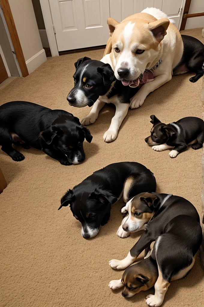 Helping a dog give birth to her puppies