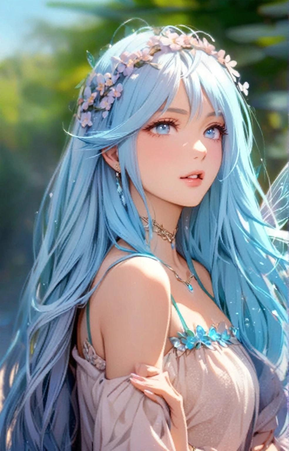 Beautiful fairy with light blue hair
