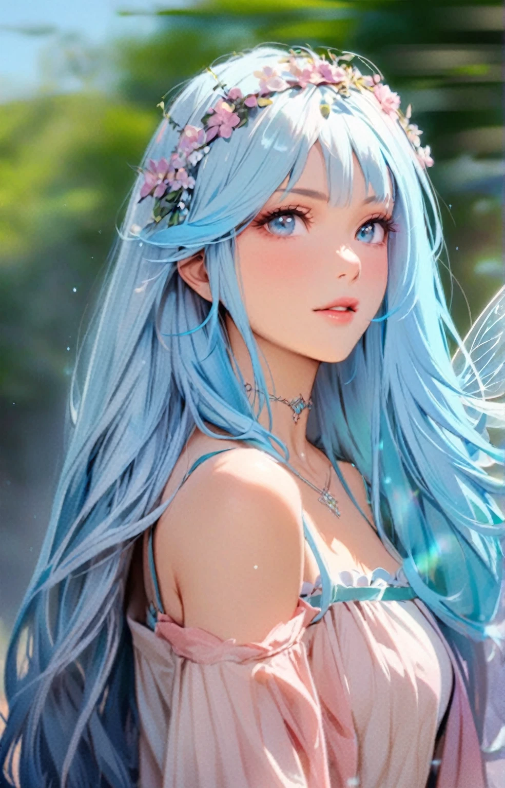 Beautiful fairy with light blue hair