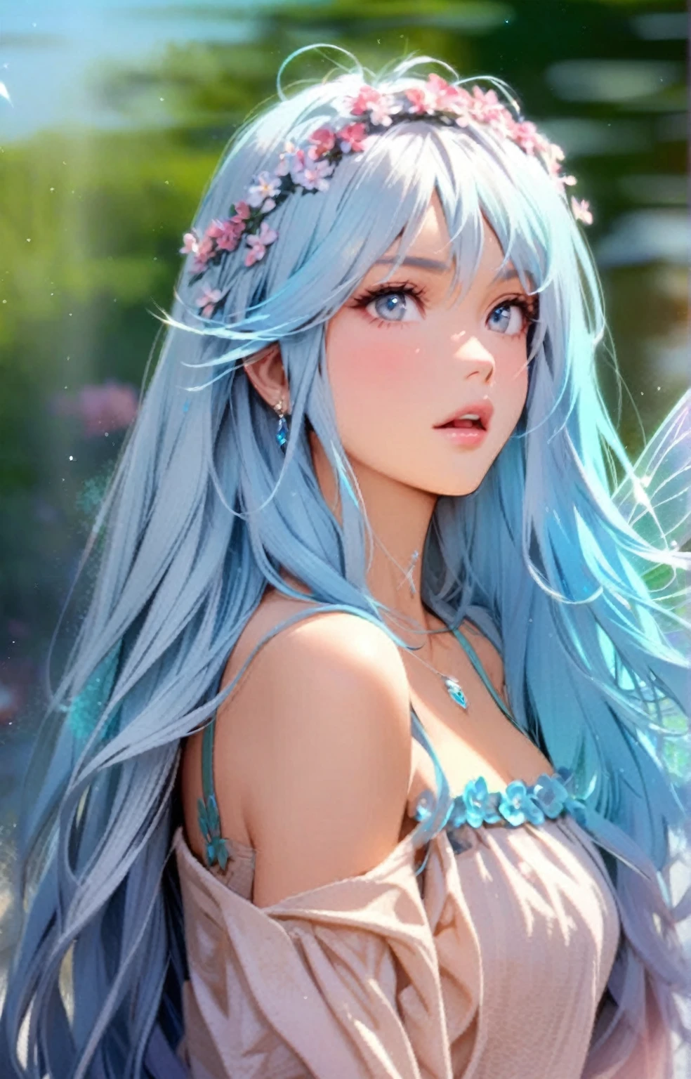 Beautiful fairy with light blue hair
