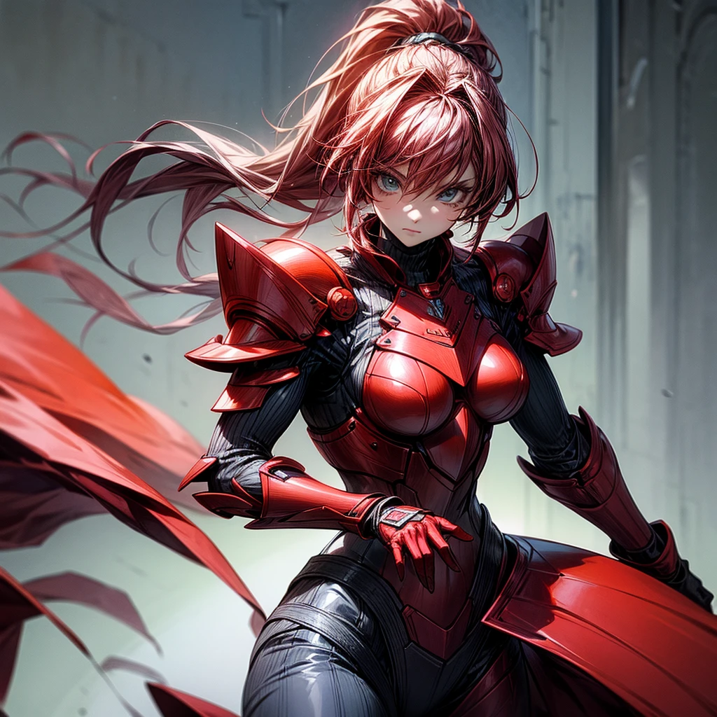 Woman with red armor modern style
