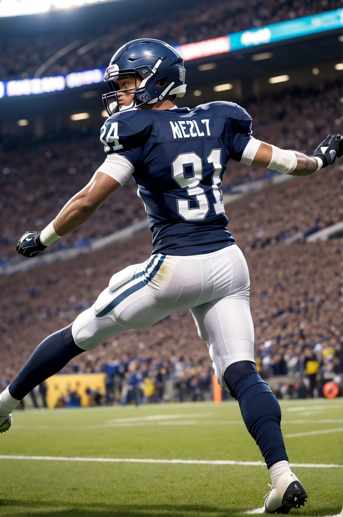 A football player scoring a goal