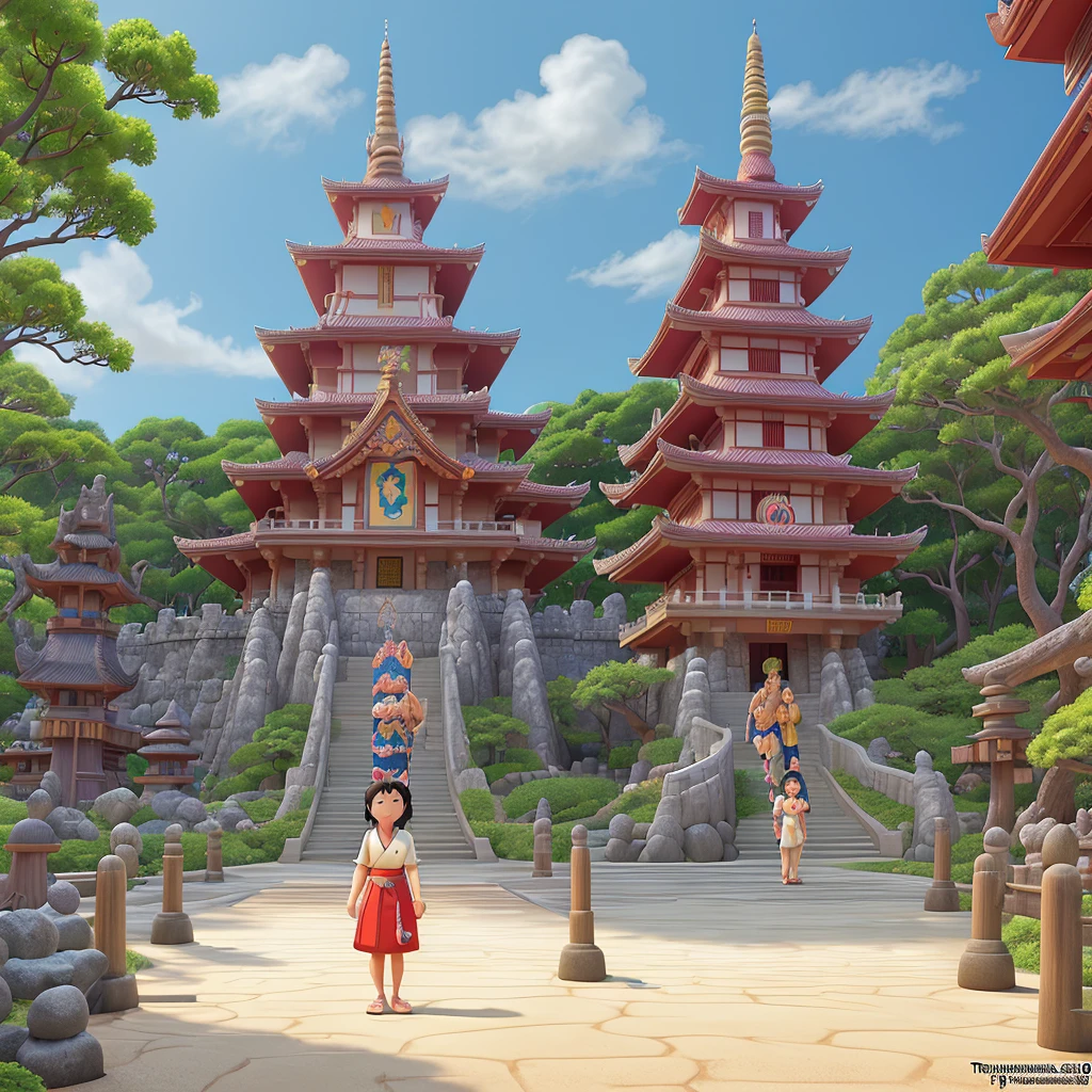 Ryukyu 7 Temples　Disney style　Okinawa　Realistic　Realistic feel