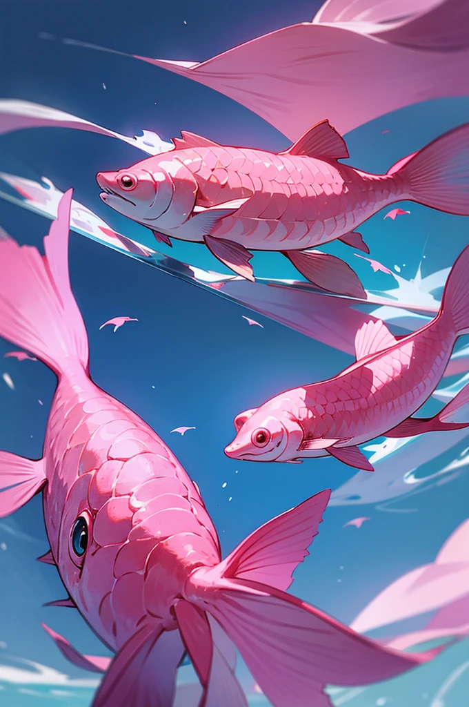 Pink fish tail facing left side