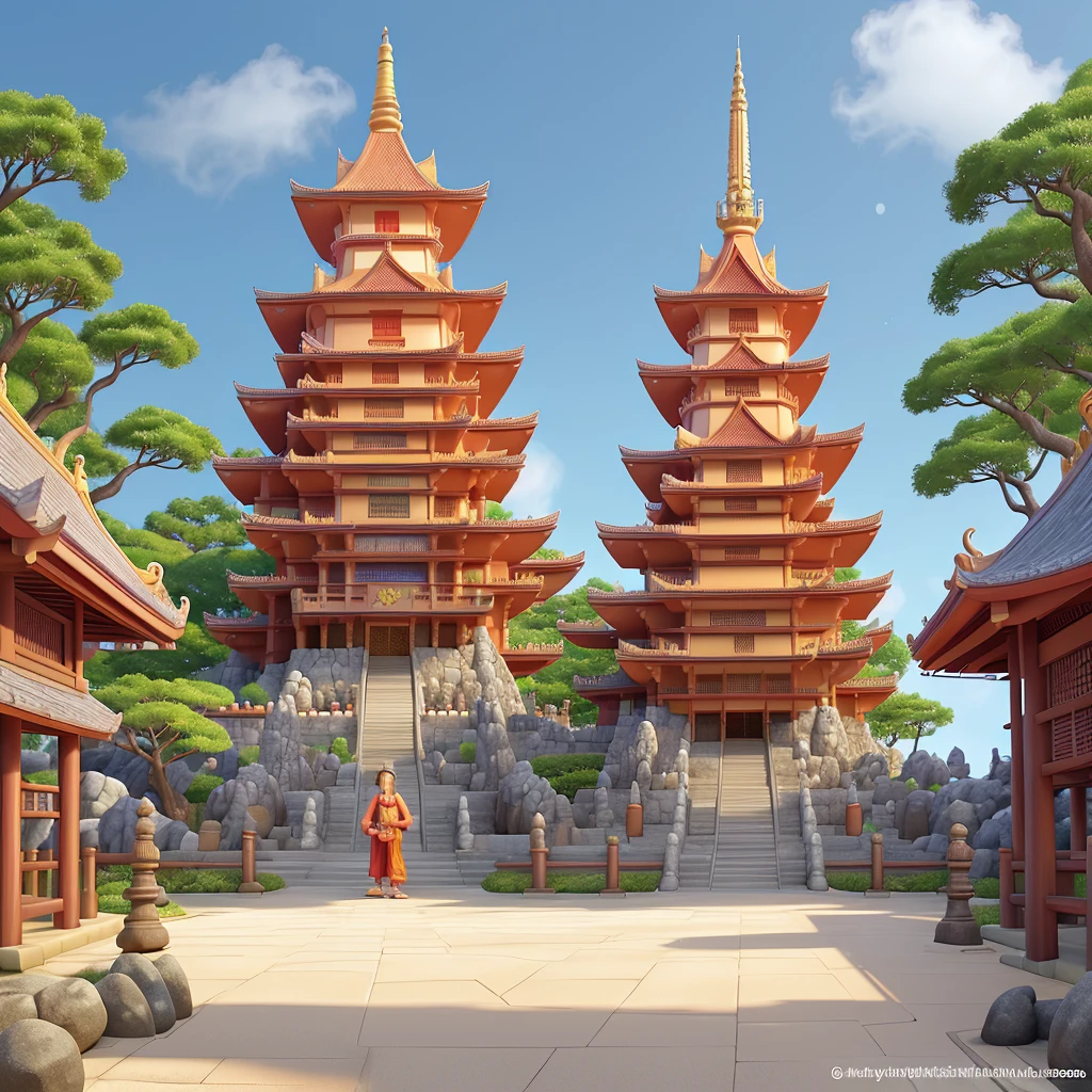 Ryukyu 7 Temples　Disney style　Okinawa　Realistic　Realistic feel　High quality and Japanese style