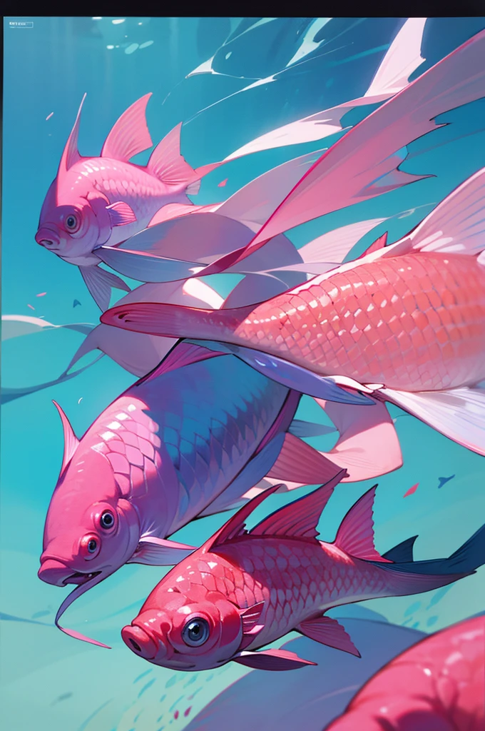 Pink fish tail, lower half, facing left side