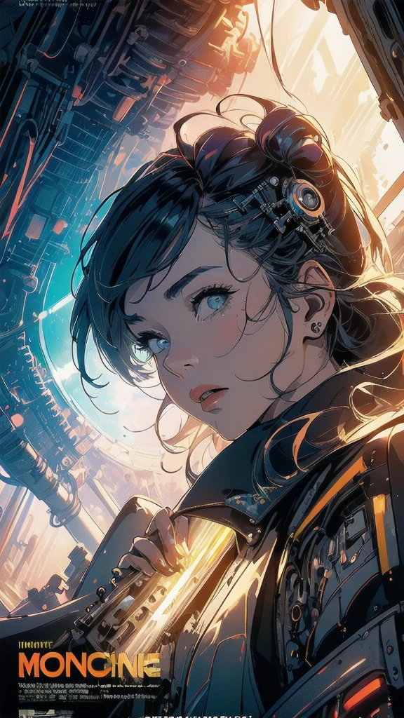 (((masterpiece, highest quality))),(((solo:1.2))),(((1girl:1.2))),(((32k wallpaper))),(very detailed, vintage science fiction),((((((cinematic movie poster)))))),(((abstract))),(mid century modern),movie poster,(((((portfolio))))),(((((Close-up))))),(((((bust up))))),((((more various angle)))),(((((ultimate highlight))))),Vast landscape,((((complete. detailed face)))),(((Extremely talented))),(((most complicated machine))),(((text))),(((typography))),(((((best complicated machine))))),(((((genius mechanic))))),((((gorgeous light leak)))),