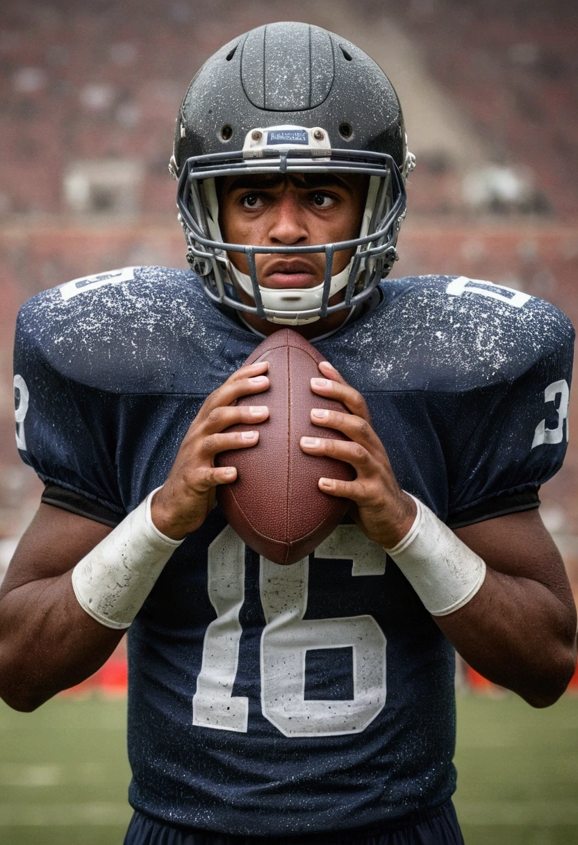A discouraged football player 
