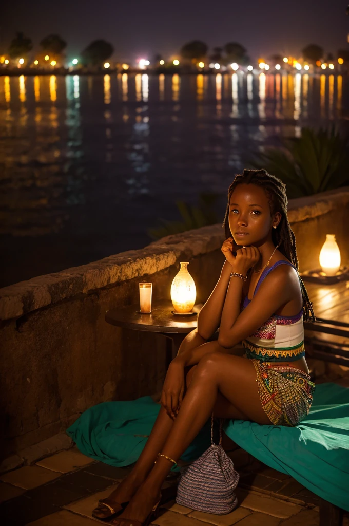 Ethiopia,Nile River,night,woman