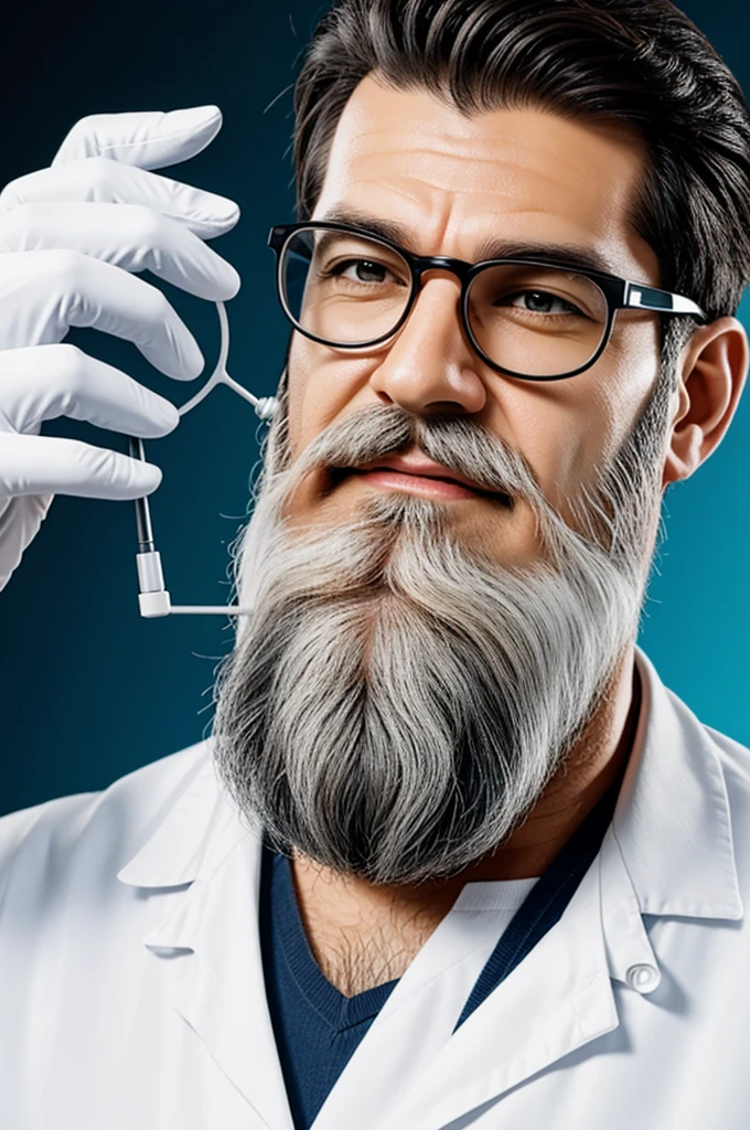 Create an image of an animated scientist with a white beard 