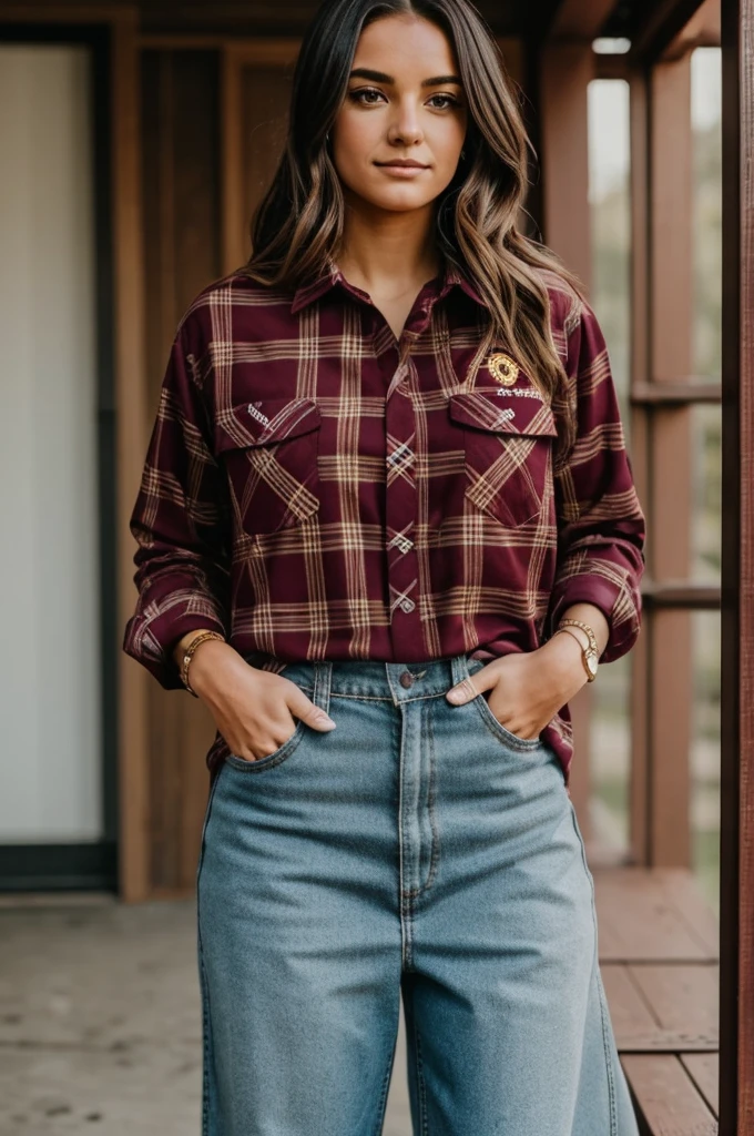 I want to create a flannel for a softball team called Mano I Have Faith, the burgundy flannel with gold embroidery.