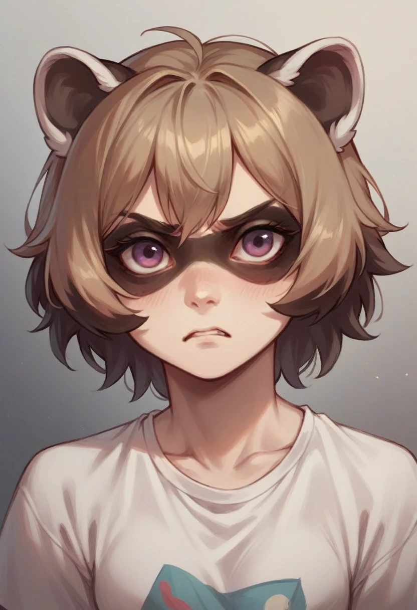 raccoon teenager, raccoon with a defiant look