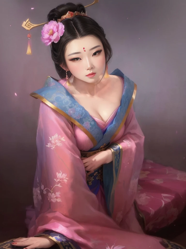 a painting of a woman in a pink and blue dress, a beautiful fantasy empress, ancient chinese princess, beautiful character painting, chinese princess, palace , a girl in hanfu, ancient asian dynasty princess, ancient chinese beauties, inspired by Lan Ying, beautiful alluring anime woman, ((a beautiful fantasy empress)), beautiful render of tang dynasty, beautiful oriental woman, chinese empress