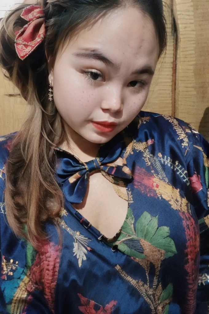 1girl, masterpiece, best quality, 8k, detailed skin texture, detailed cloth texture, beautiful detailed face, intricate details, ultra detailed, Alice in Wonderland, (a bow on her head:1.1), upper body