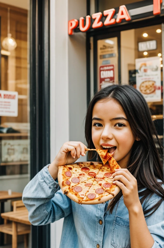 girl eating pizza 