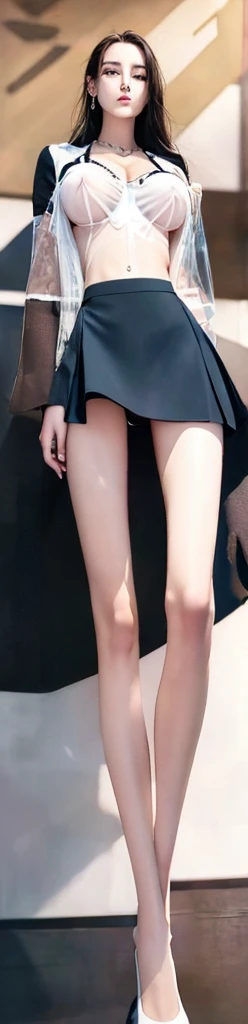 masterpiece,best quality,high resolution, 1 girl,From below,(The legs are very thin and straight),High heel,Long legs,stand up, Leg length from the front, Perfect body,Have perfect legs,Dynamic poses,1 girl,Exquisite eyes,Blue eyes,Eyeshadow,cosmetic, Delicate face, blue eyes, Looking at the audience, blush\(cosmetic\), Full lips, Red lips, (stand up)Mechanical static,Mechanical Summons,(Hair accessories),((ultra short skirt)),at the motor show, Super Resolution,(realism:1.3),1(Slim:1.2),Dramatic Lighting,Vivid details,Luxury Cyberpunk,Complex background,Octane Rendering, (huge breasts cleavage:1.5), skinny waist, skinny model body, russian elegant model, (see-through panties:1.5), pale skin, blue_earrings, necklace, bracelets, (angle from below:1.5), (nsfw:1.5), (skirt lift:1.5), underboobs,